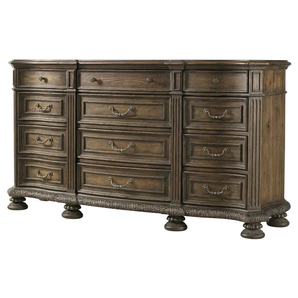 Riley Triple Dresser - Distressed Brown, Wood