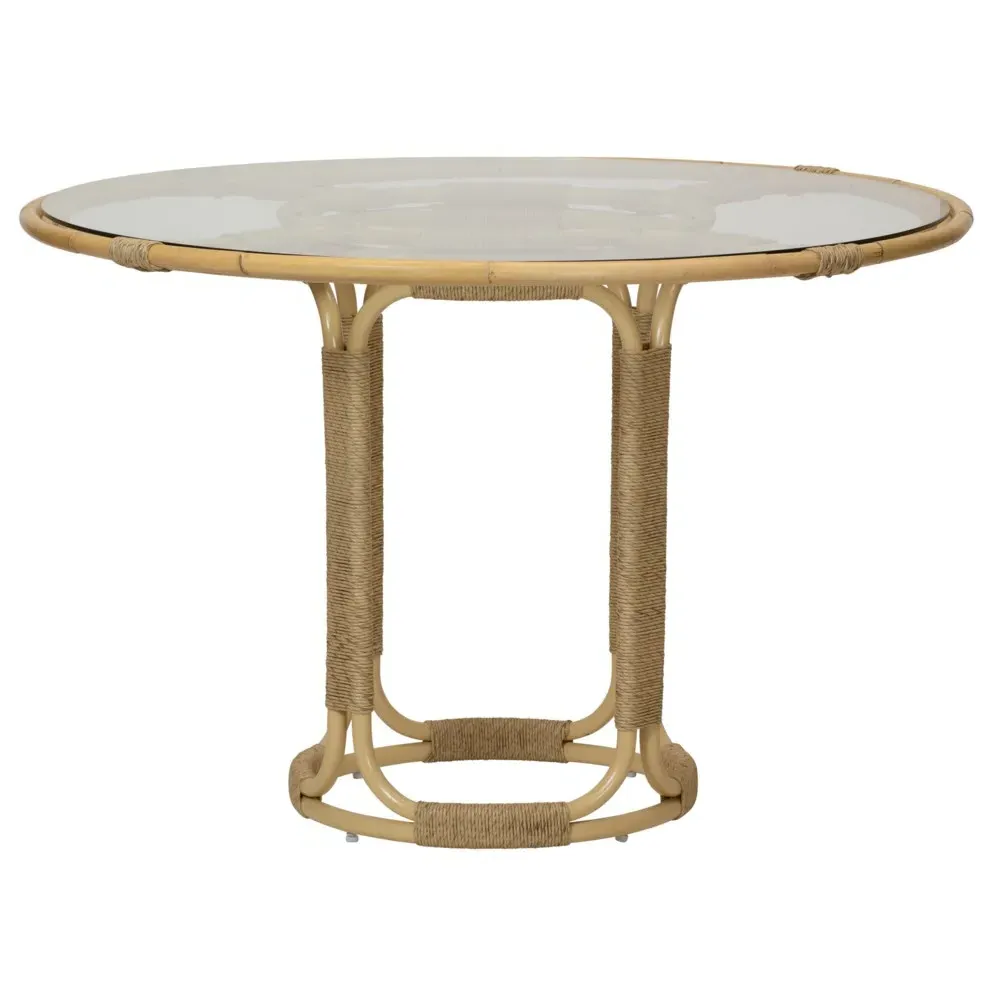Rina Round Dining Table - Clear, Rattan