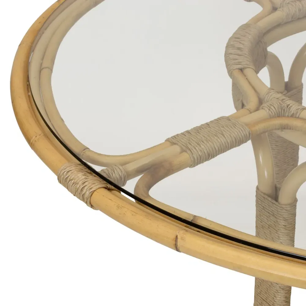 Rina Round Dining Table - Clear, Rattan