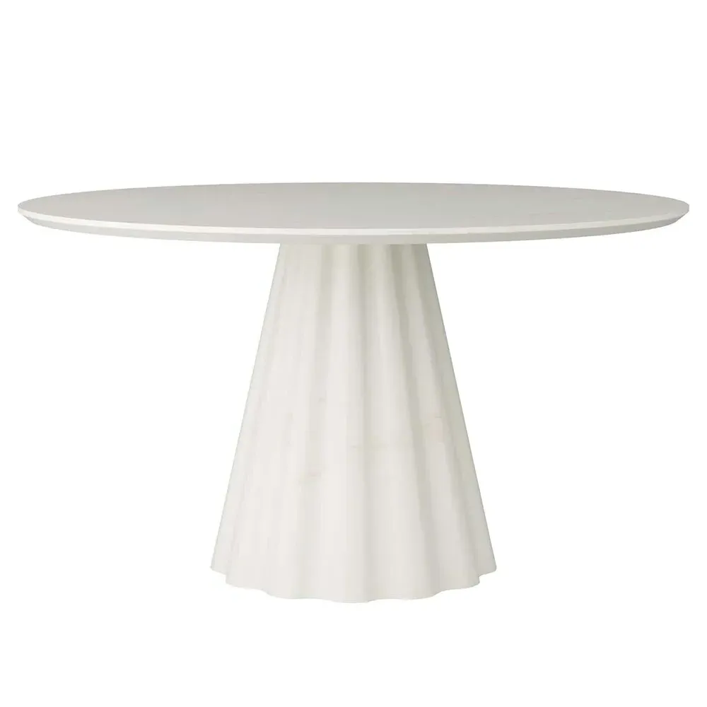 Rinny Square Dining Table - White, Marble