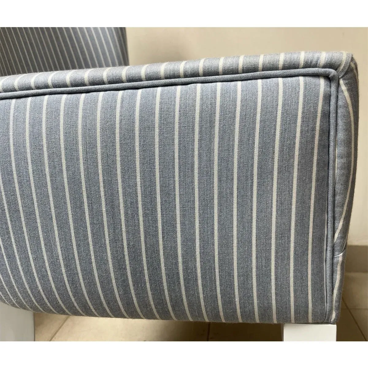 Riona Dining Arm Chair - Blue Striped, Hardwood