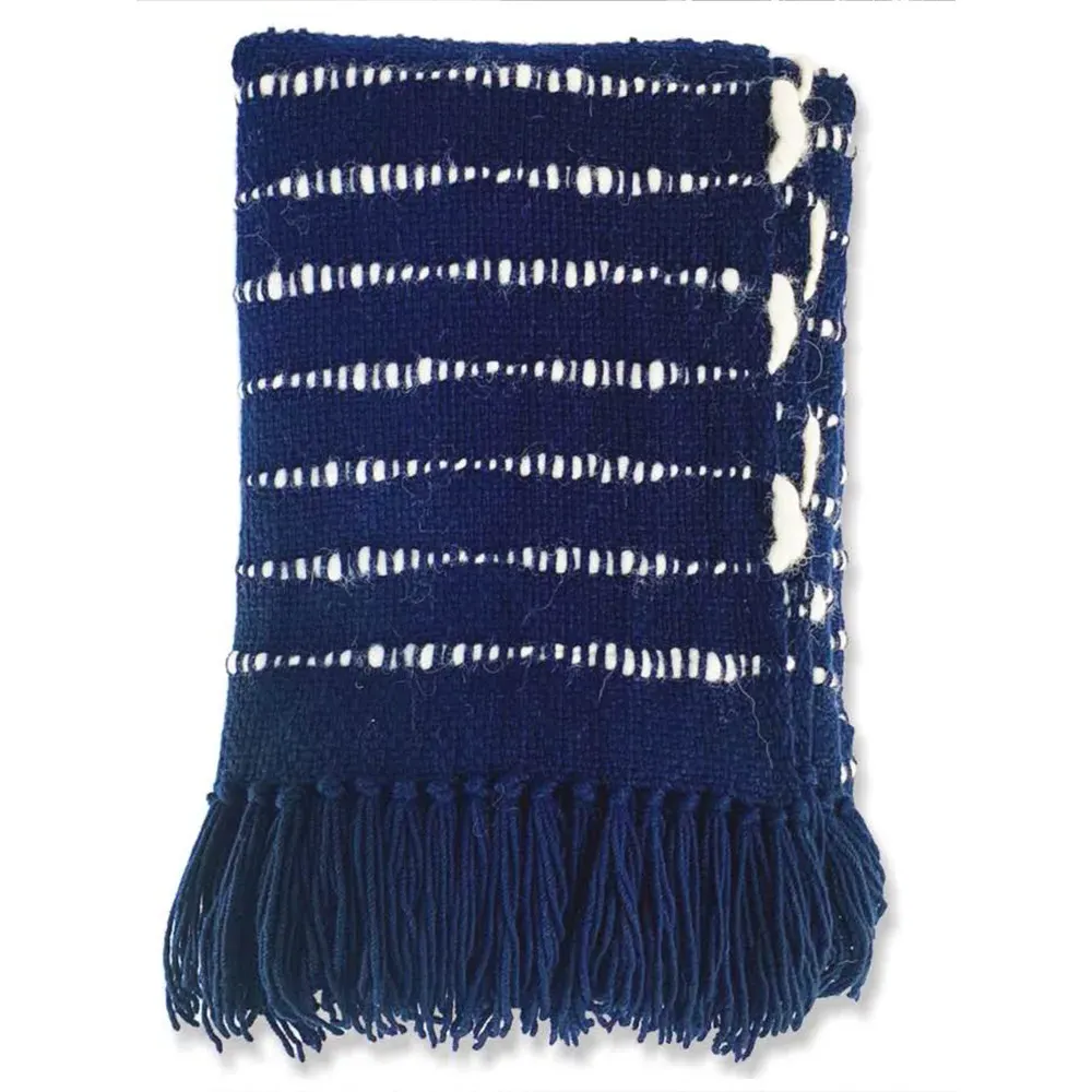Riona Handwoven Throw Blanket - Blue, Wool