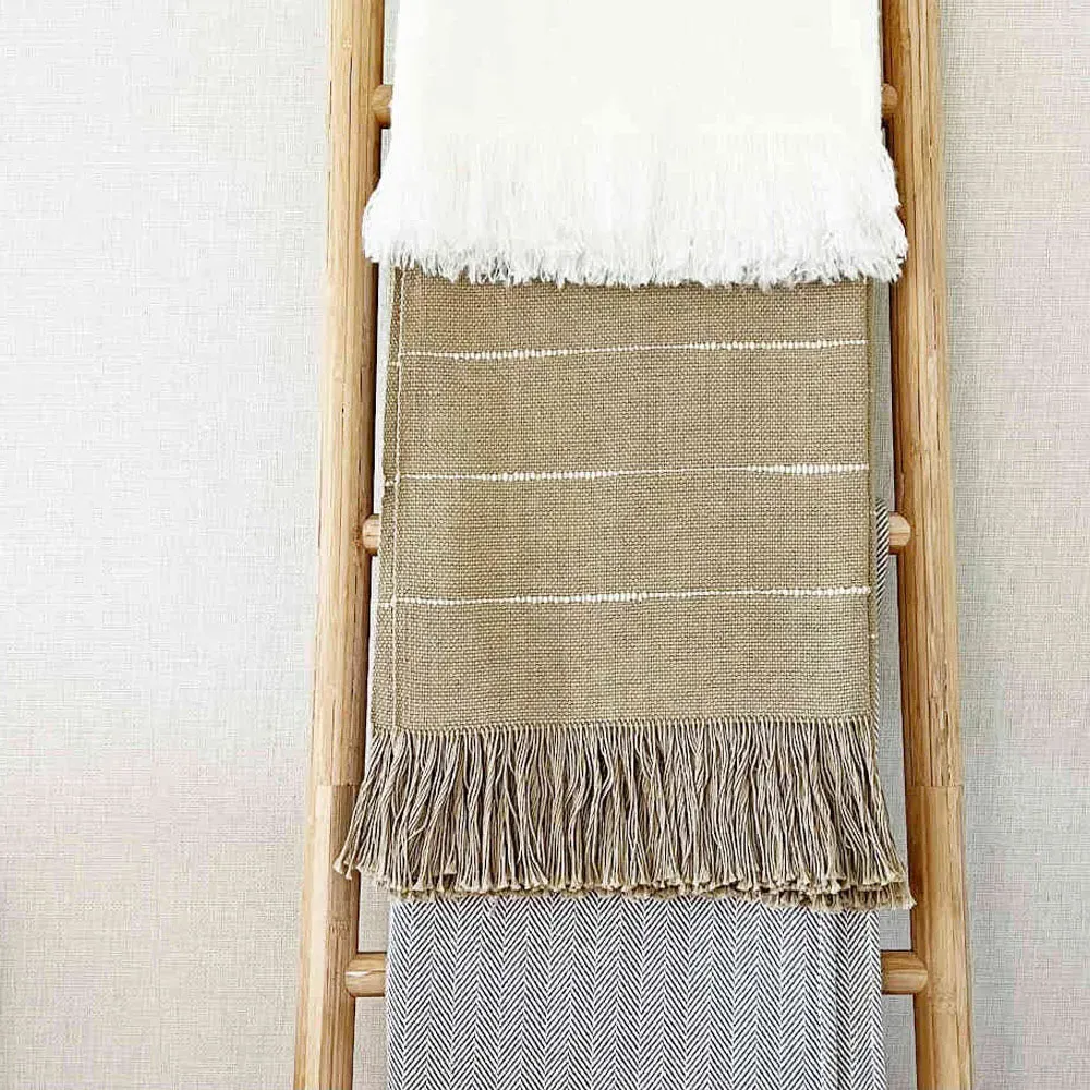 Riona Handwoven Throw Blanket - Camel, Cotton