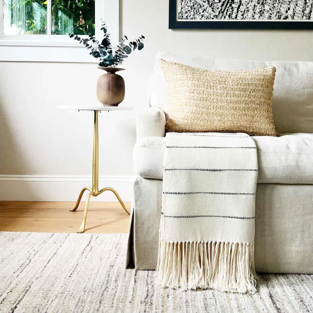 Riona Handwoven Throw Blanket - Cream, Cotton