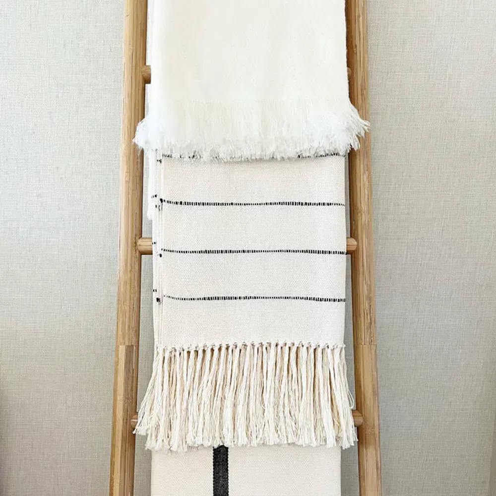 Riona Handwoven Throw Blanket - Cream, Cotton