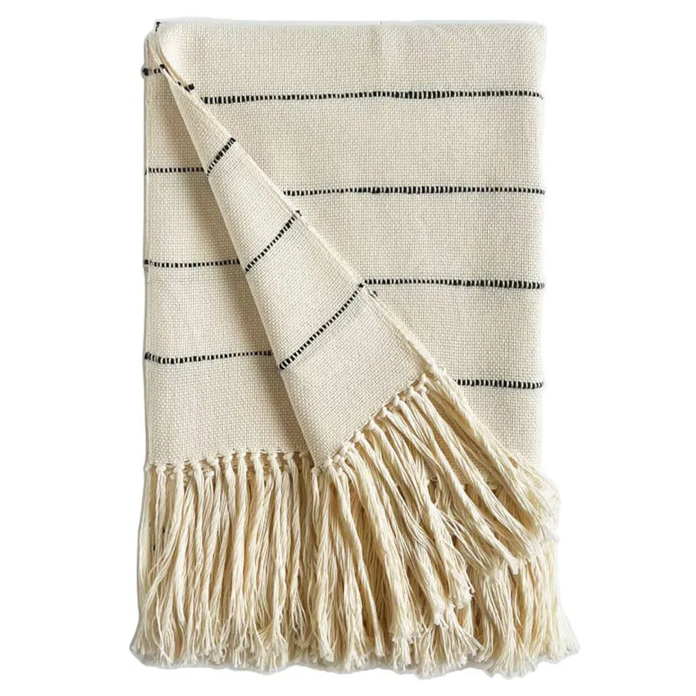 Riona Handwoven Throw Blanket - Cream, Cotton