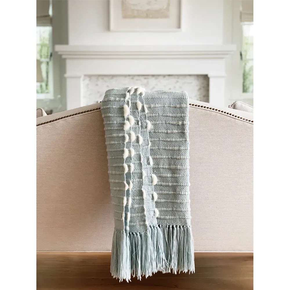 Riona Handwoven Throw Blanket - Green, Wool