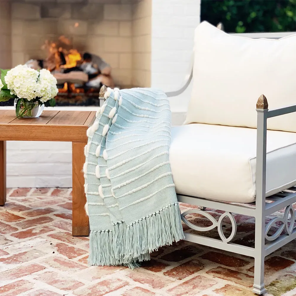 Riona Handwoven Throw Blanket - Green, Wool