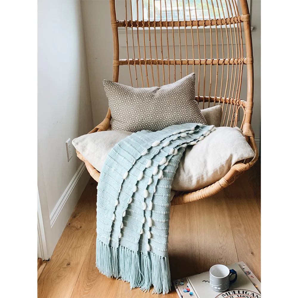 Riona Handwoven Throw Blanket - Green, Wool