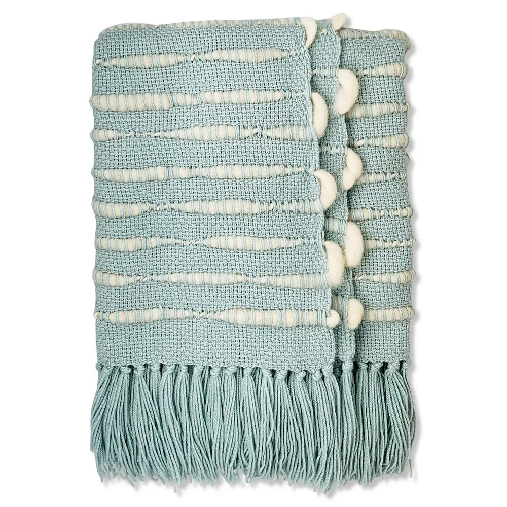 Riona Handwoven Throw Blanket - Green, Wool