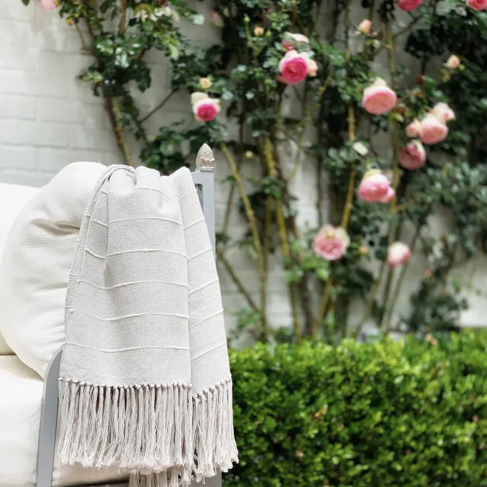 Riona Handwoven Throw Blanket - Grey, Cotton
