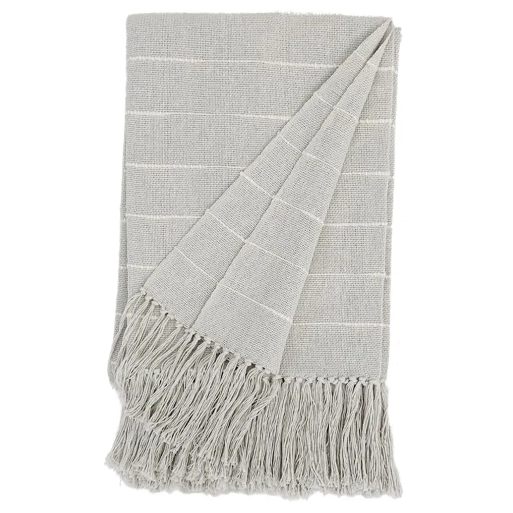 Riona Handwoven Throw Blanket - Grey, Cotton