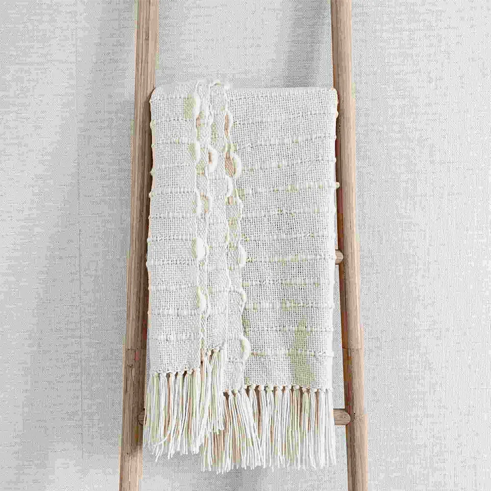 Riona Handwoven Throw Blanket - White, Wool