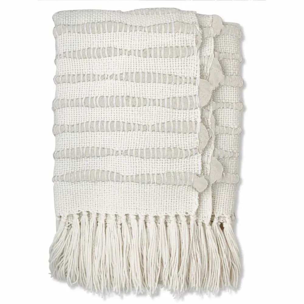 Riona Handwoven Throw Blanket - White, Wool