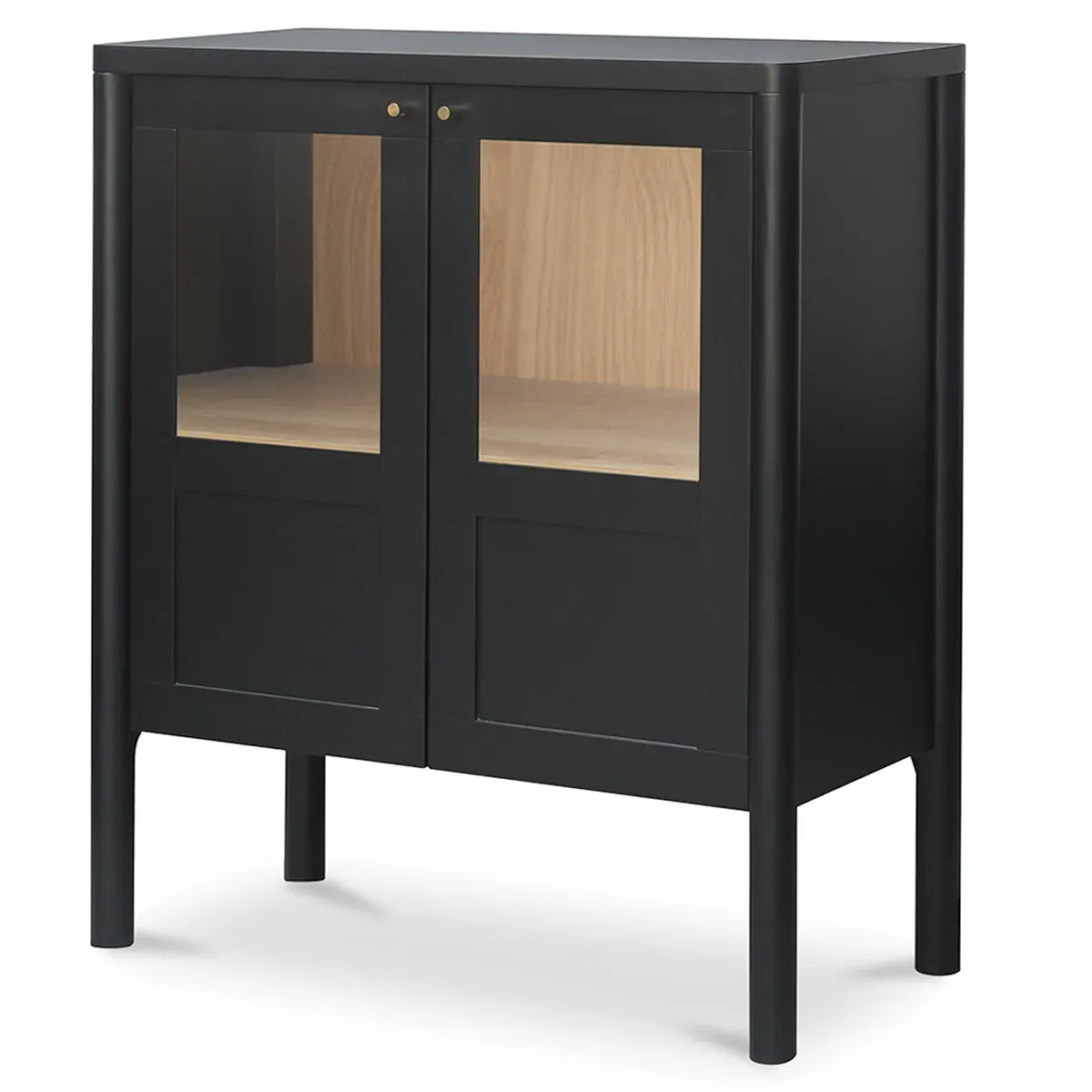 Riona Pine Wood Cabinet - Black