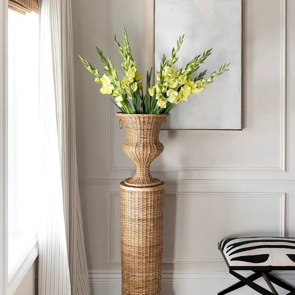 Riona Plinth Pedestal - Natural, Rattan