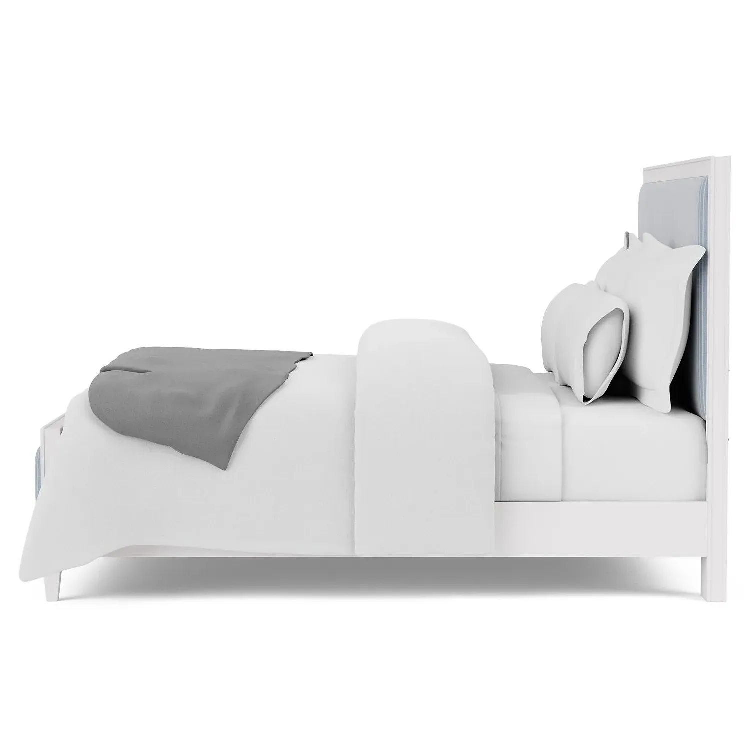 Riona Queen Size Bed Frame - Blue, White Wood