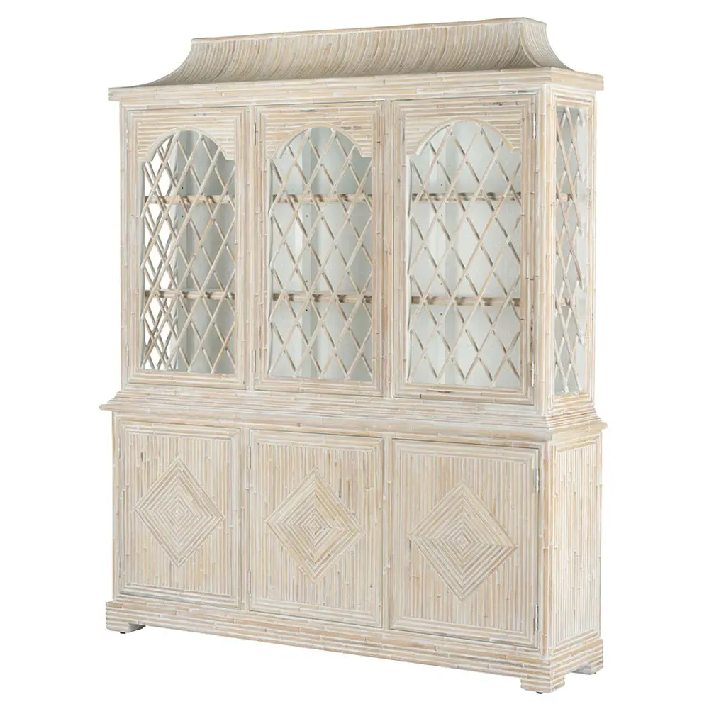 Riona Rattan Display Case - Whitewash