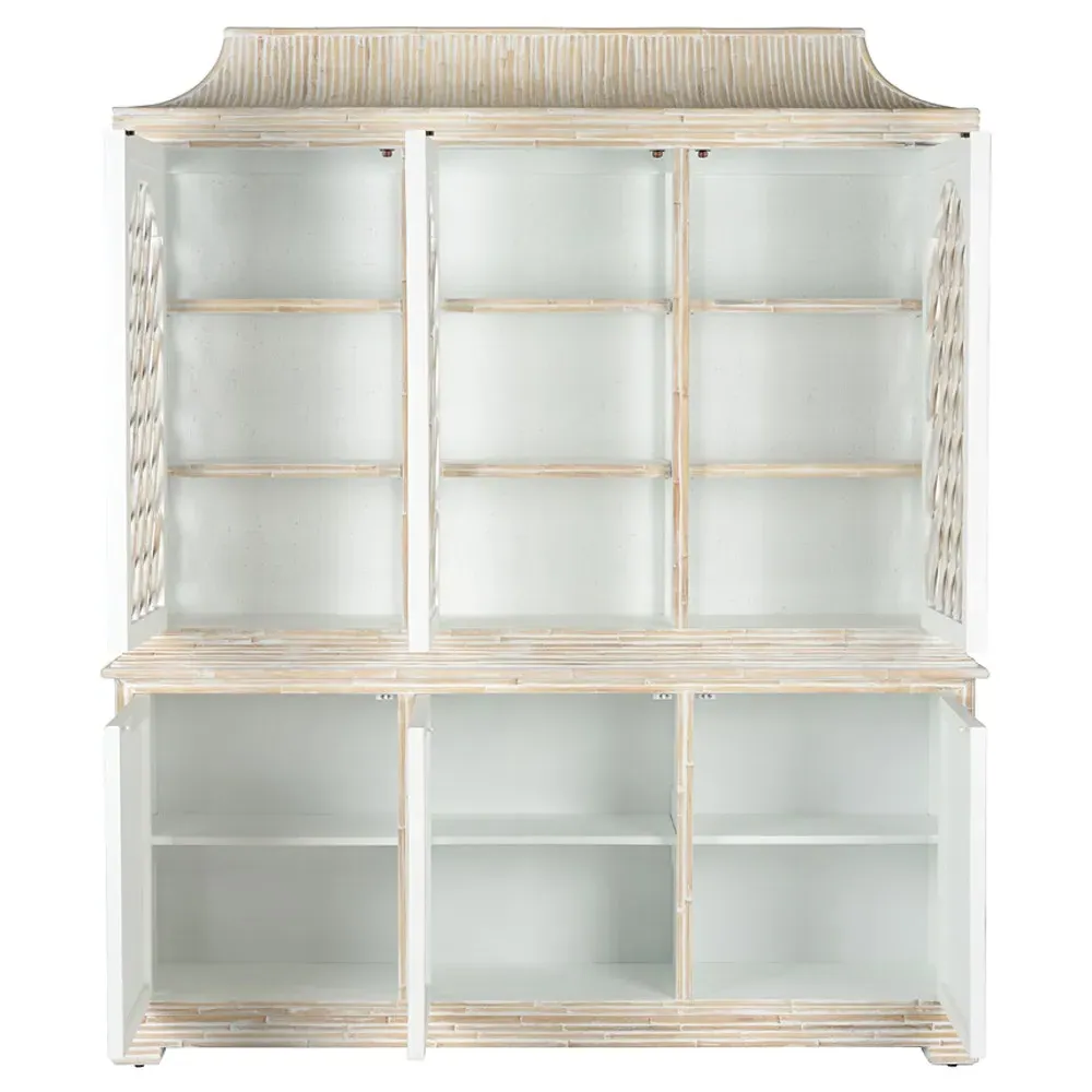 Riona Rattan Display Case - Whitewash