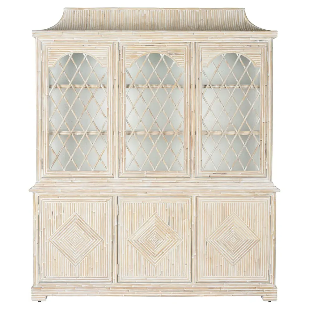 Riona Rattan Display Case - Whitewash image