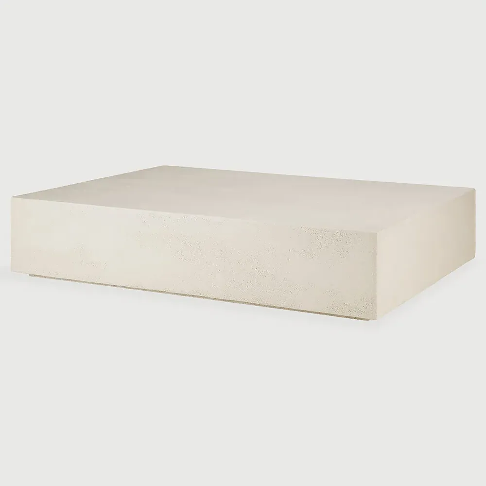 Riona Rectangular Coffee Table - Off White, Micro Cement