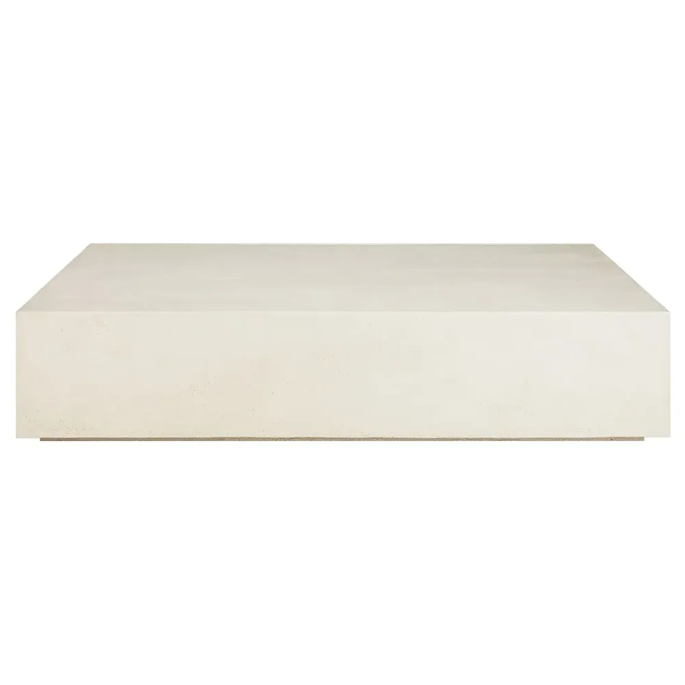 Riona Rectangular Coffee Table - Off White, Micro Cement