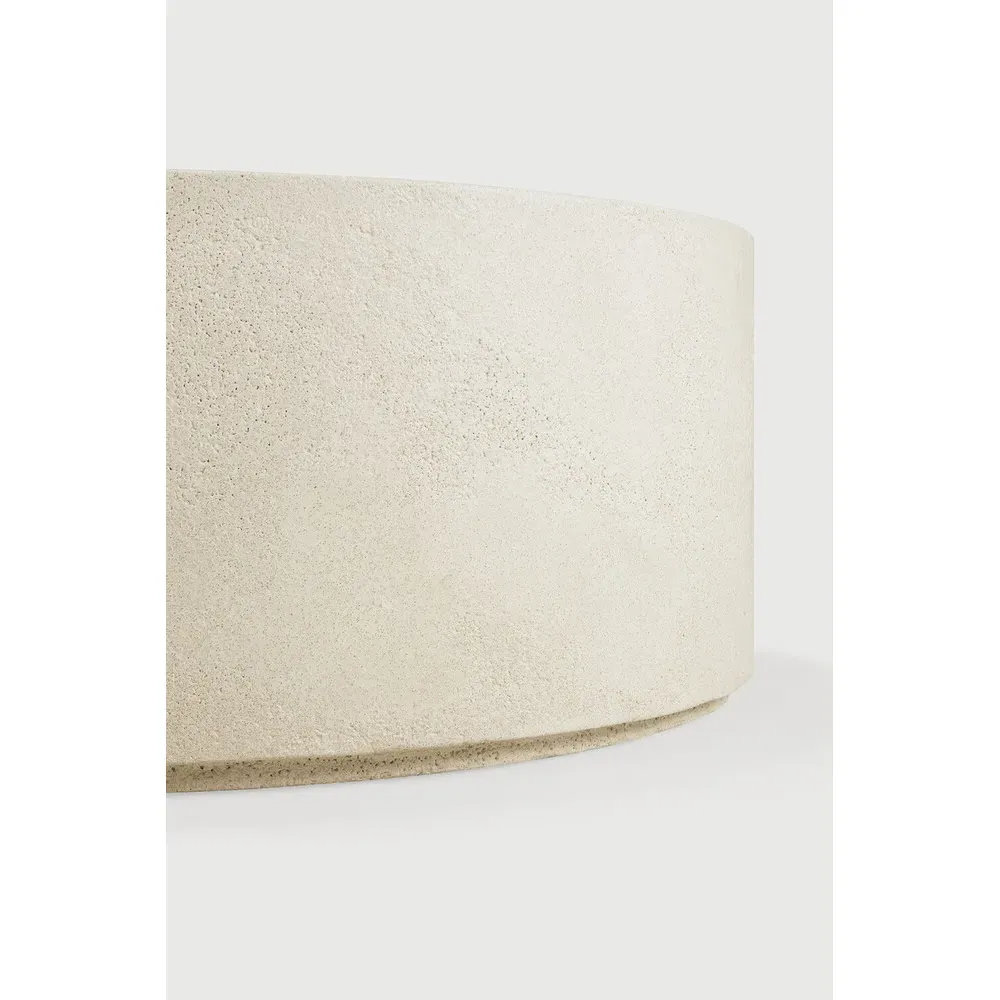 Riona Round Coffee Table - Off White, Micro Cement
