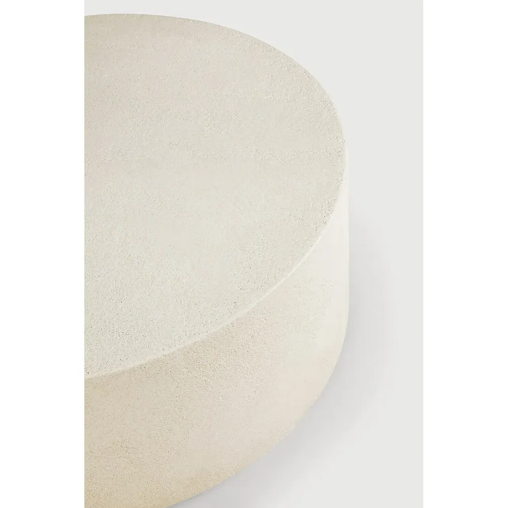 Riona Round Coffee Table - Off White, Micro Cement
