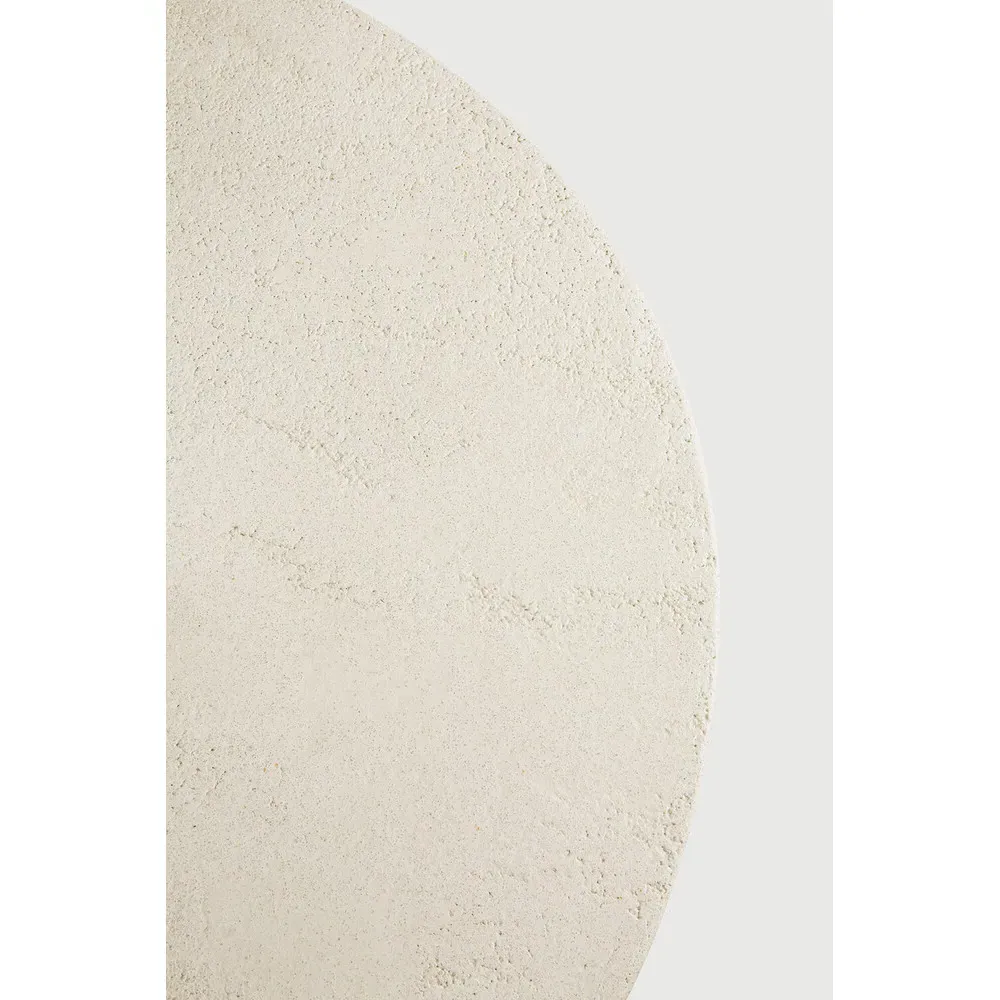 Riona Round Coffee Table - Off White, Micro Cement