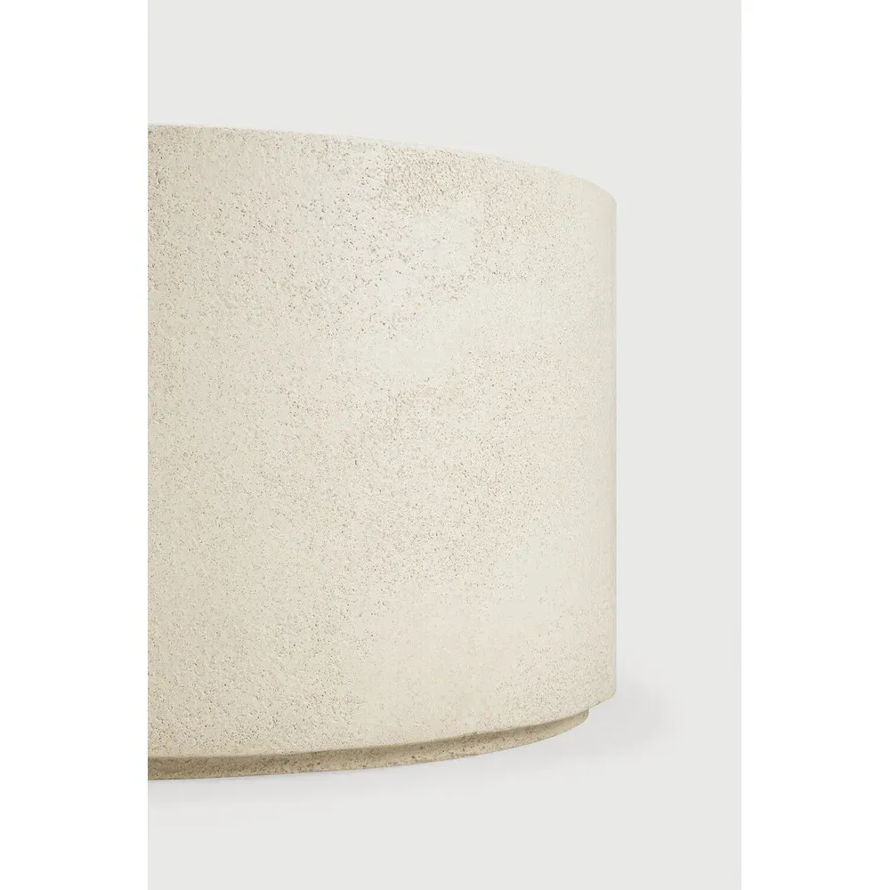 Riona Round Coffee Table - Off White, Micro Cement