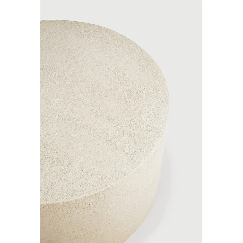 Riona Round Coffee Table - Off White, Micro Cement