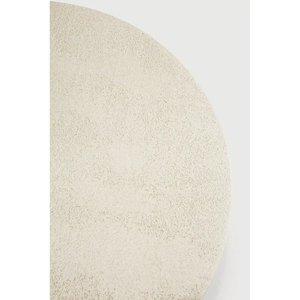 Riona Round Coffee Table - Off White, Micro Cement