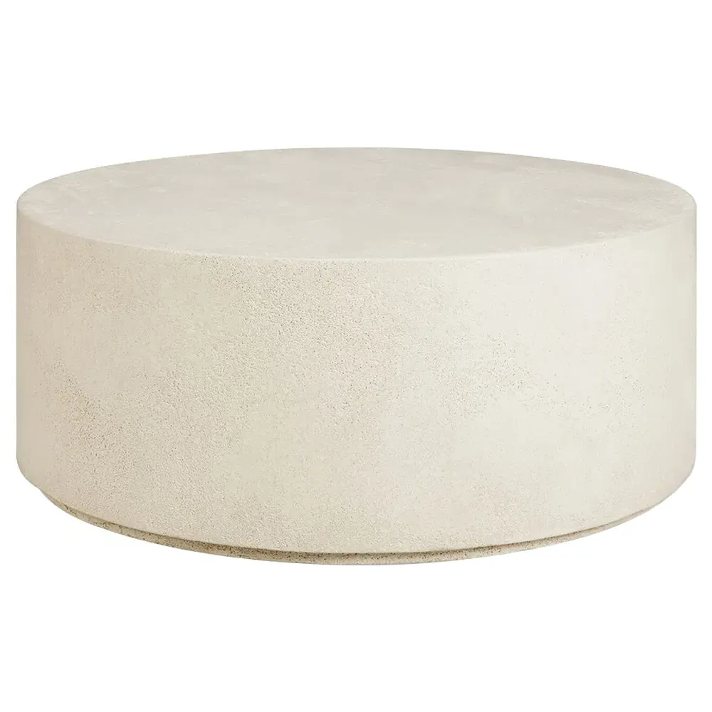 Riona Round Coffee Table - Off White, Micro Cement