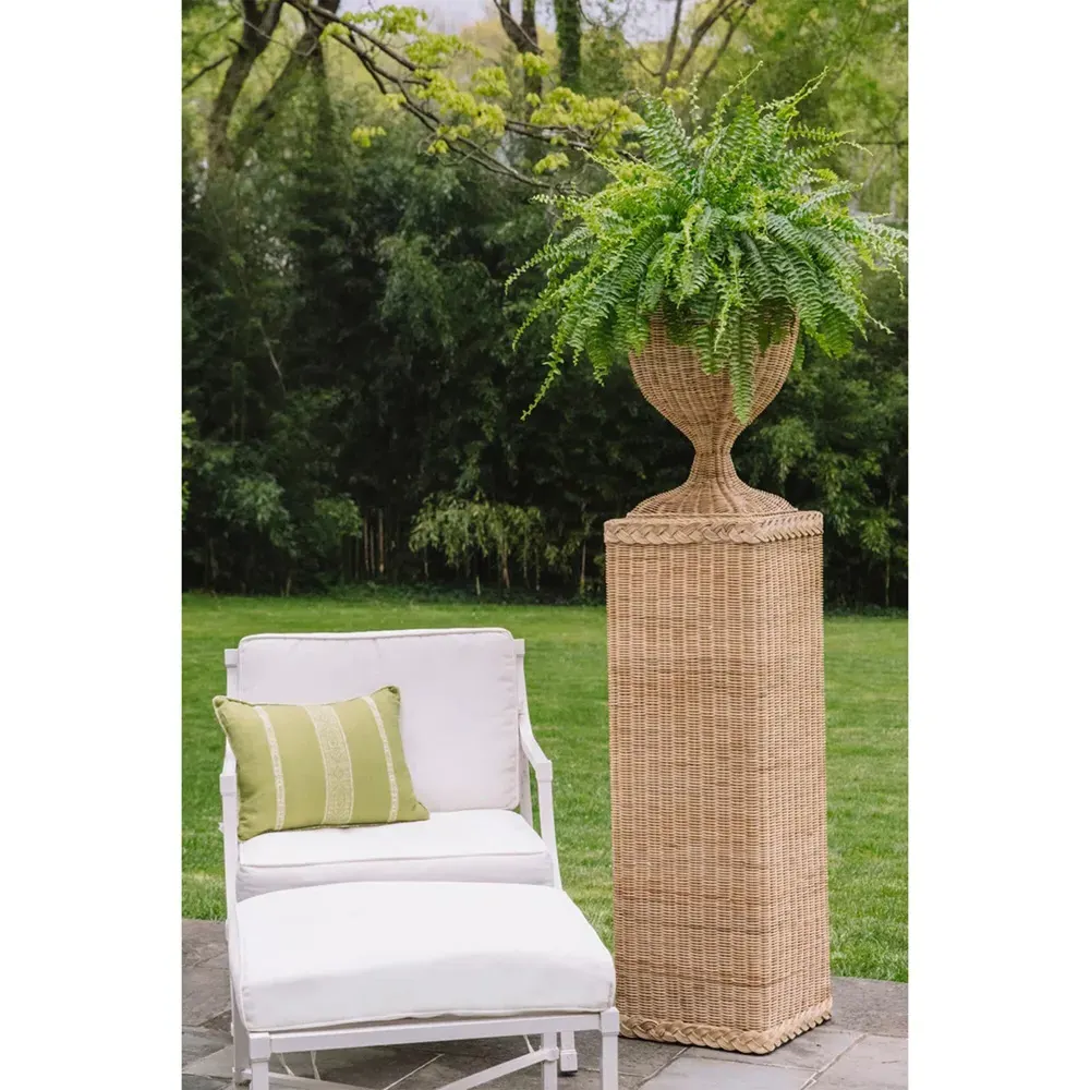 Riona Square Plinth Pedestal - Natural, Rattan