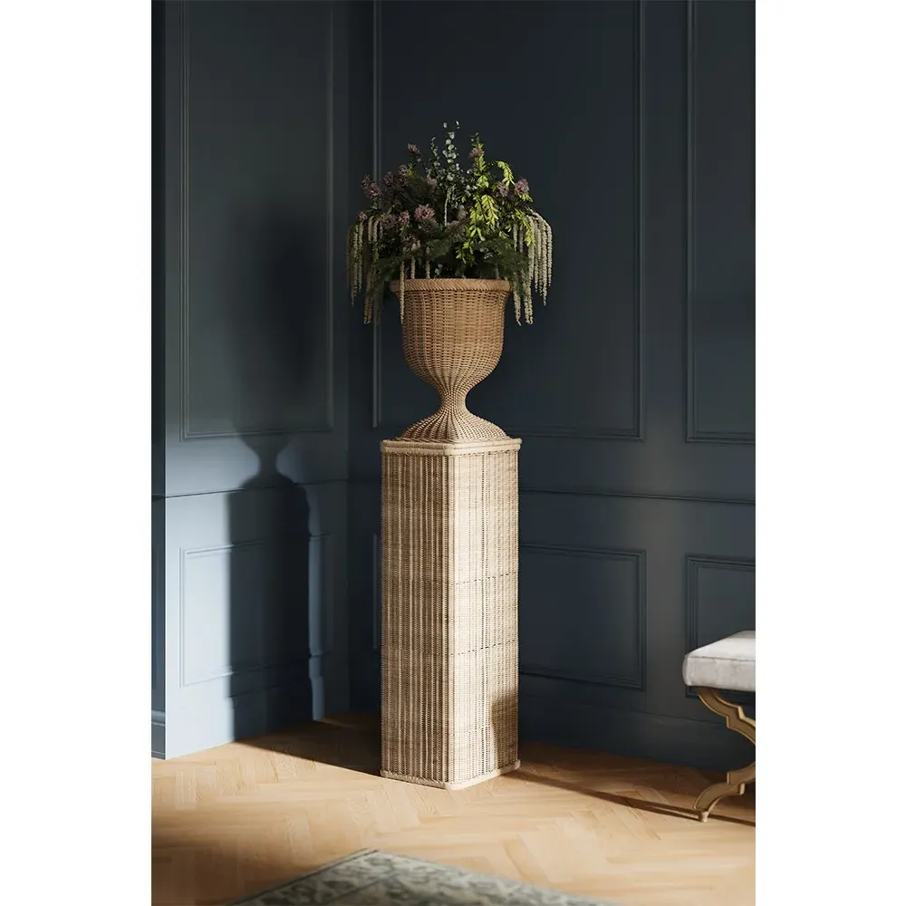 Riona Square Plinth Pedestal - Natural, Rattan