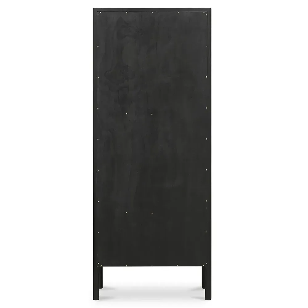 Riona Tall Display Cabinet - Black, Pine Wood