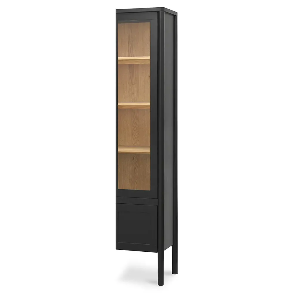 Riona Tall Display Cabinet - Black, Pine Wood
