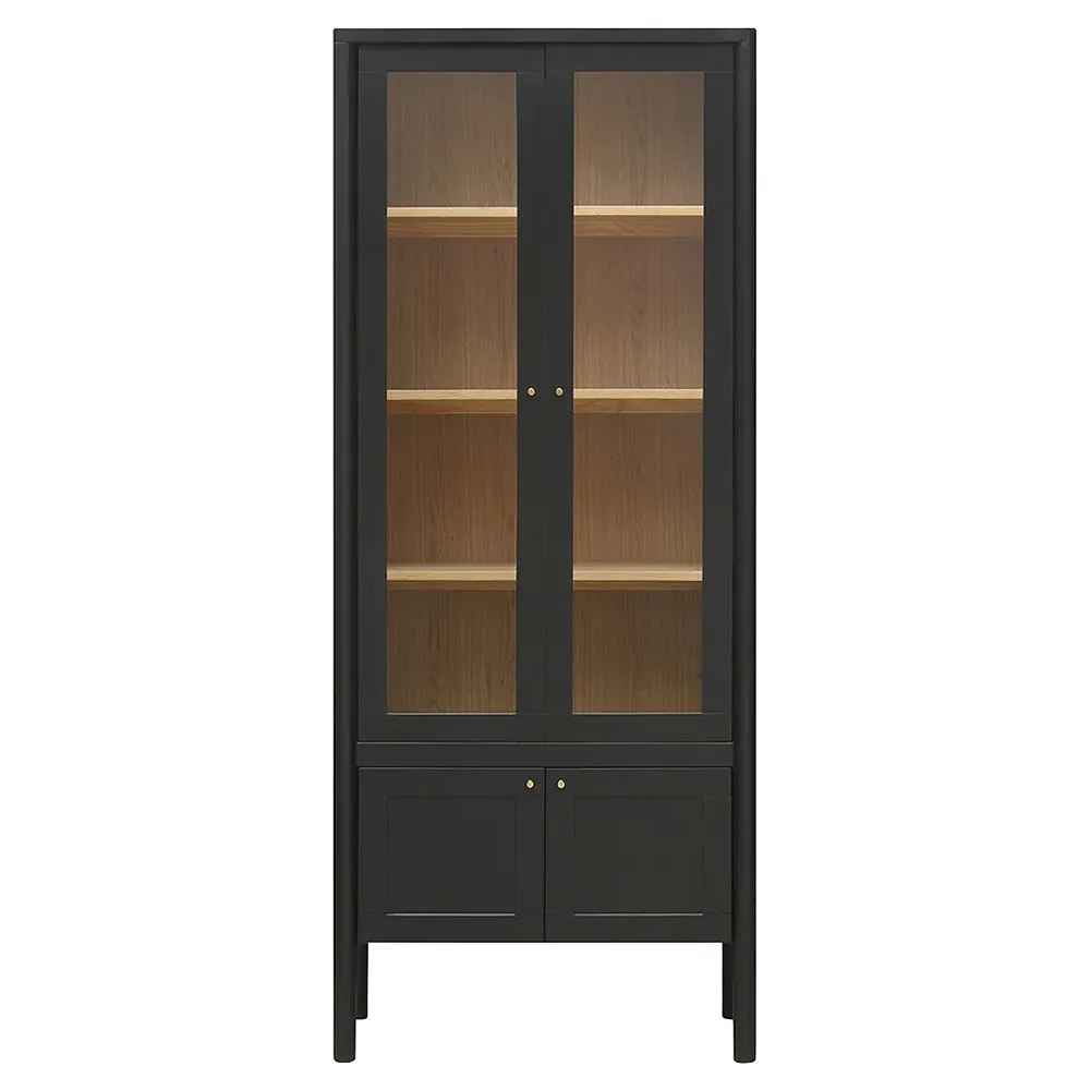 Riona Tall Display Cabinet - Black, Pine Wood