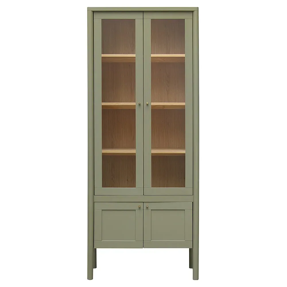 Riona Tall Display Cabinet - Green, Pine Wood
