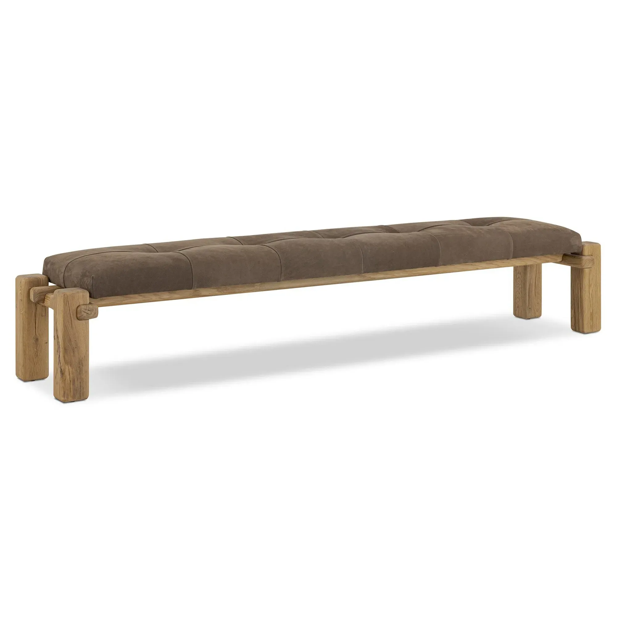 Riona Tufted Bedroom Bench - Brown, Reclaimed Oak
