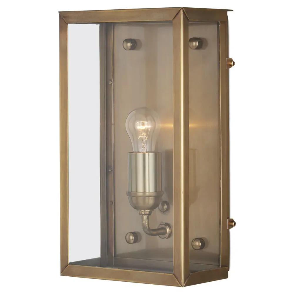 Riseon Glass Shade Outdoor Wall Sconce - Antique Brass