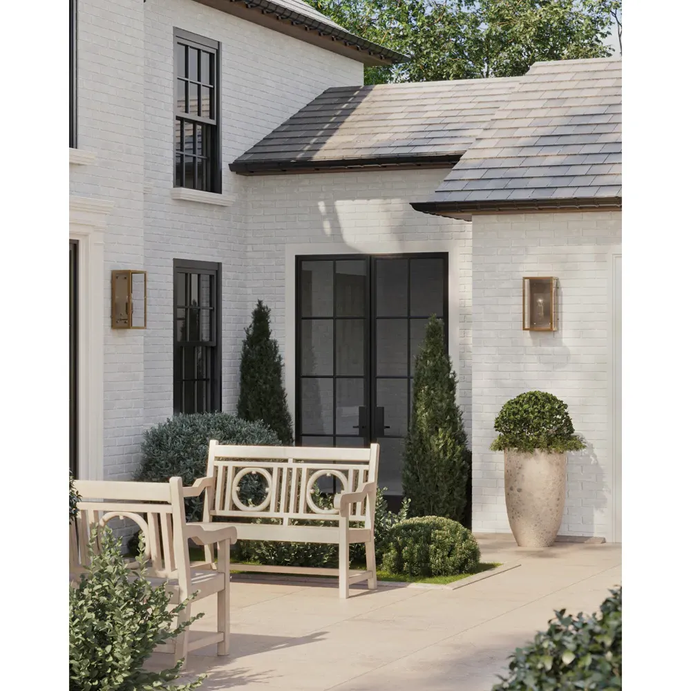 Riseon Glass Shade Outdoor Wall Sconce - Antique Brass