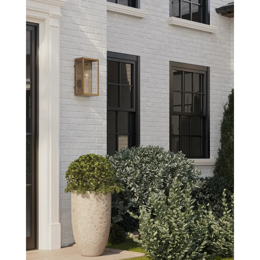 Riseon Glass Shade Outdoor Wall Sconce - Antique Brass