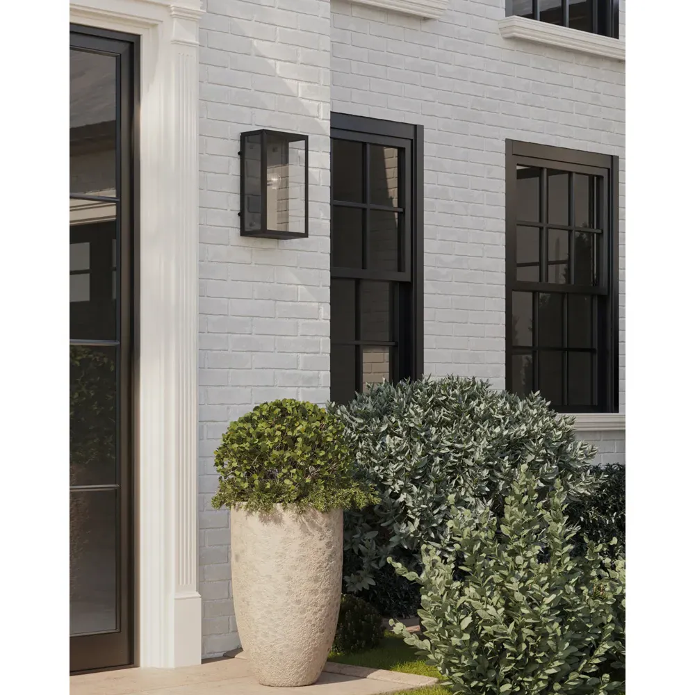 Riseon Glass Shade Outdoor Wall Sconce - Matte Black