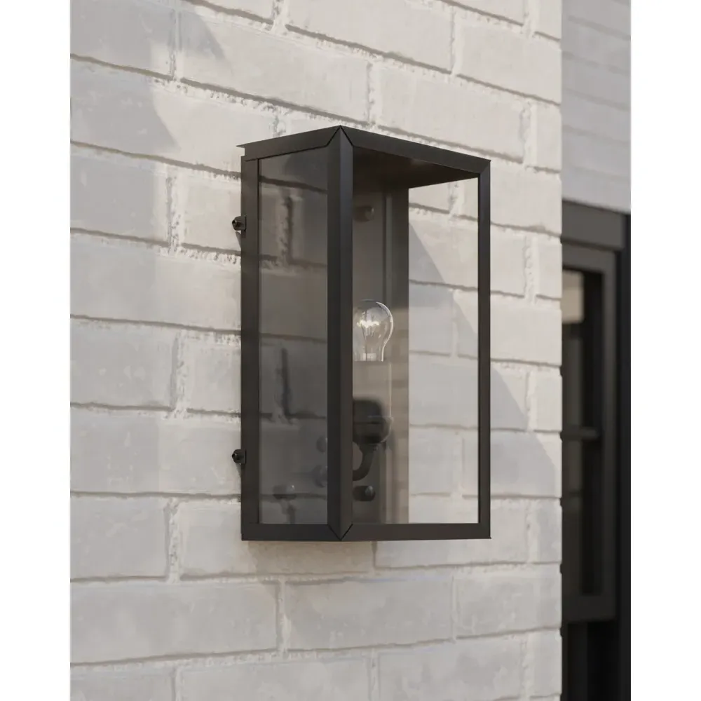 Riseon Glass Shade Outdoor Wall Sconce - Matte Black