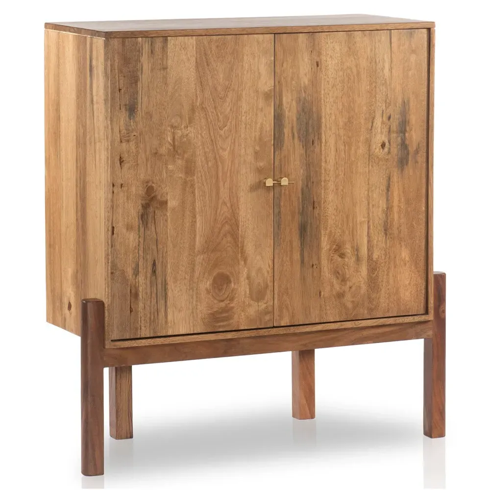 Rissa 2 Door Bar Cabinet - Brown, Acacia Wood