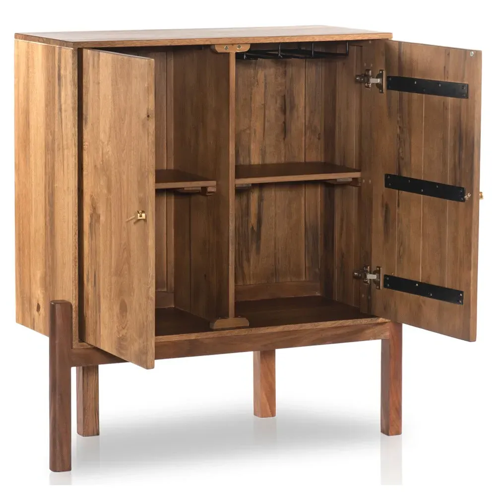 Rissa 2 Door Bar Cabinet - Brown, Acacia Wood