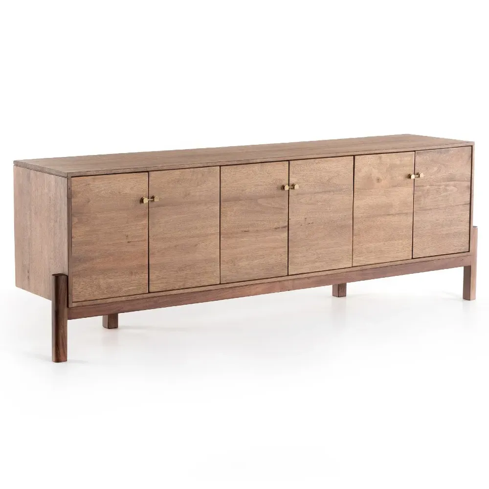 Rissa Media Console - Brown, Acacia Wood