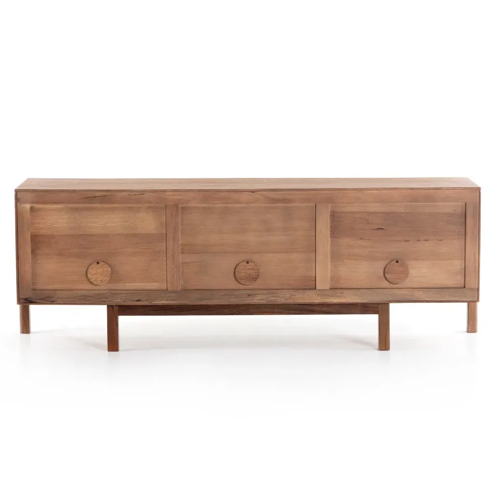 Rissa Media Console - Brown, Acacia Wood