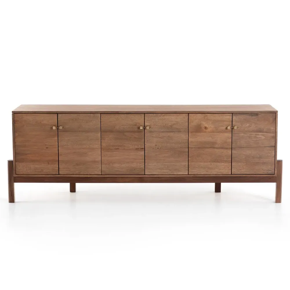 Rissa Media Console - Brown, Acacia Wood
